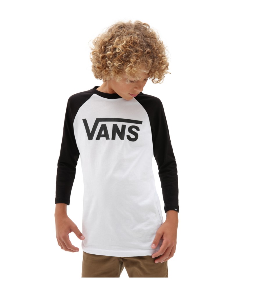 Camiseta Vans Classic Raglan branca e preta