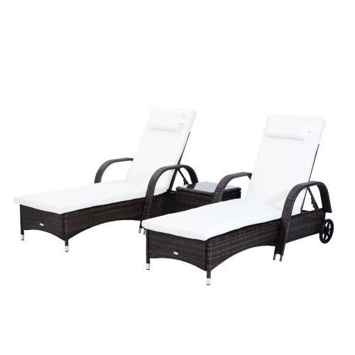 Espreguiçadeiras e mesa de jardim Outsunny na cor rattan.