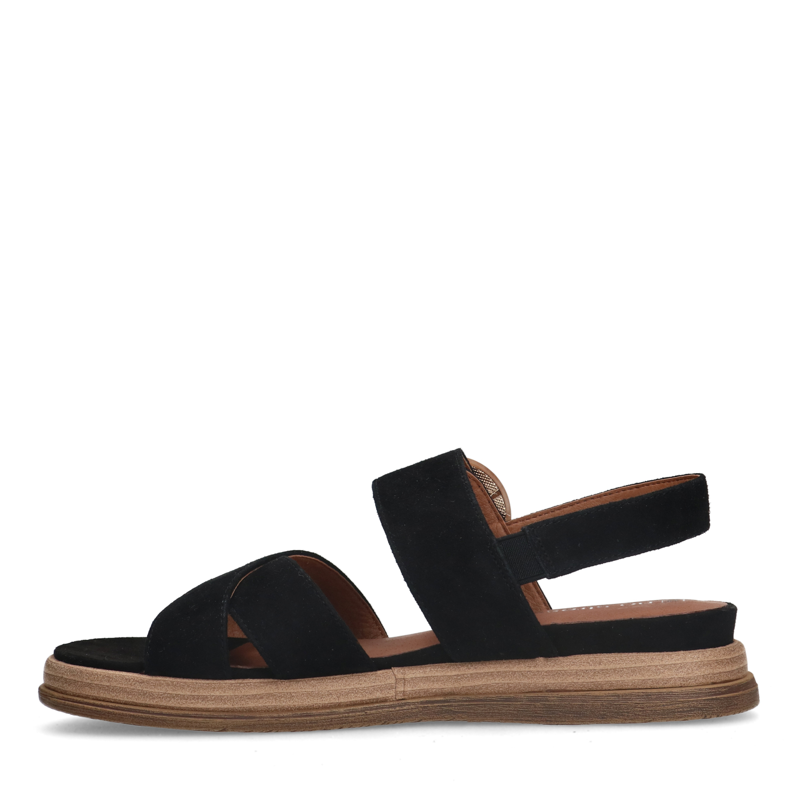 Zwarte leren plateau sandalen met gesp