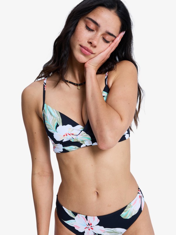 Printed Essentials Wrap Bra Haut de bikini bralette Noir Femme