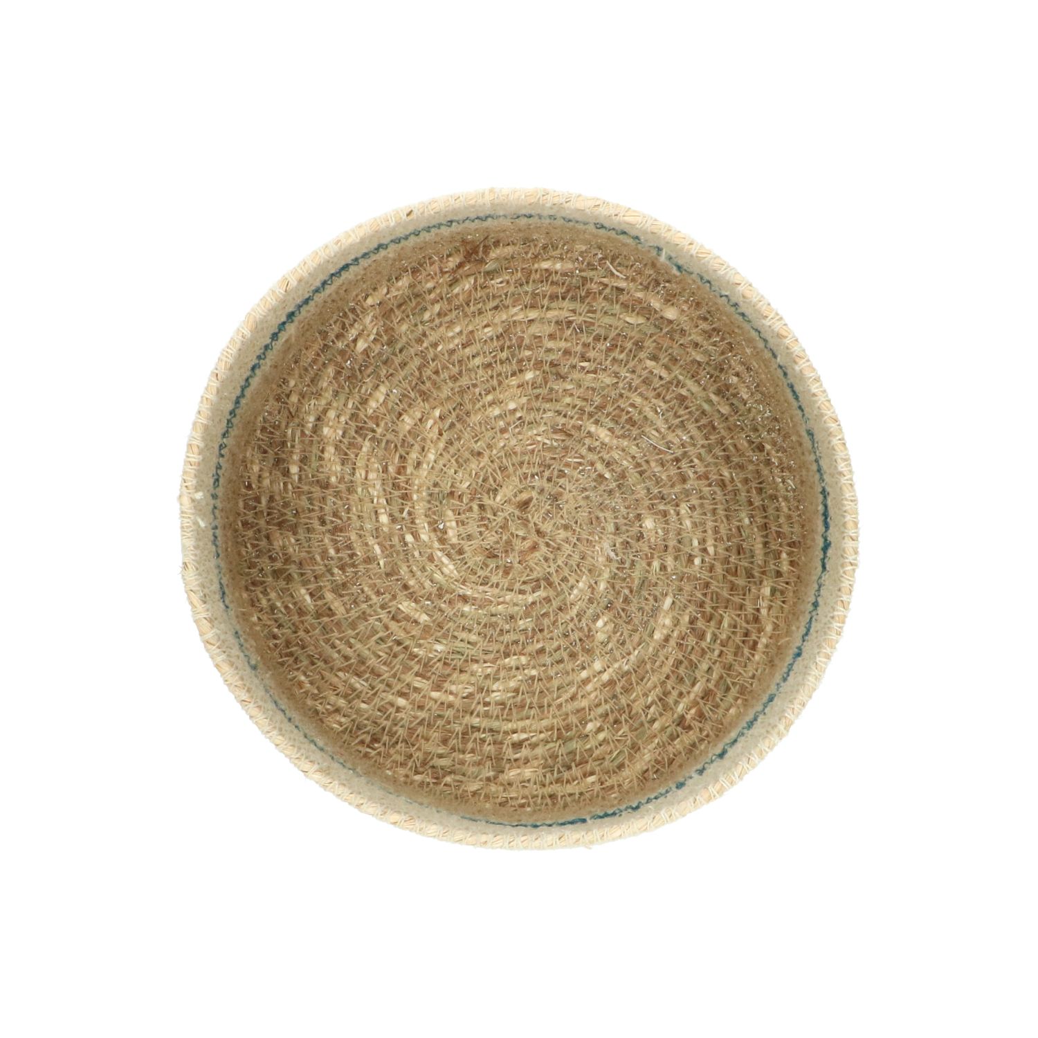 Mandje naturel, zeegras, blauw, Ø16 cm