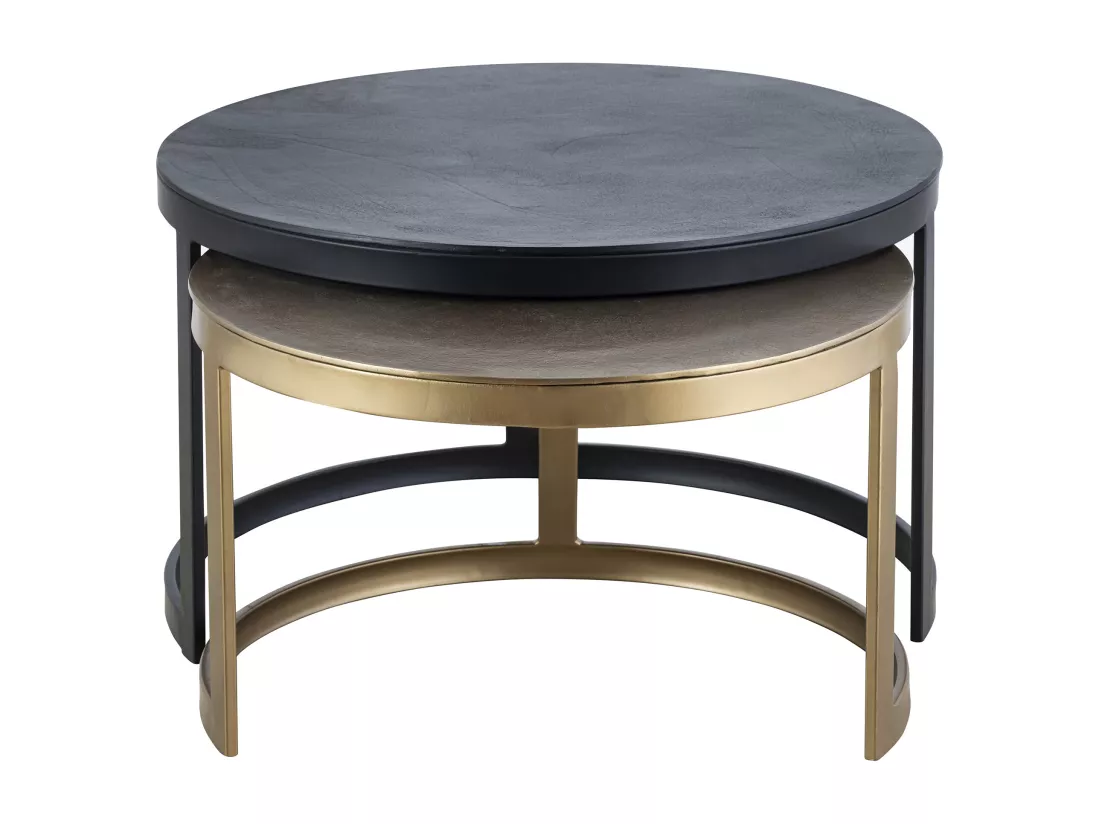 Tables basses gigognes en métal - Noir et Doré - LAIKA