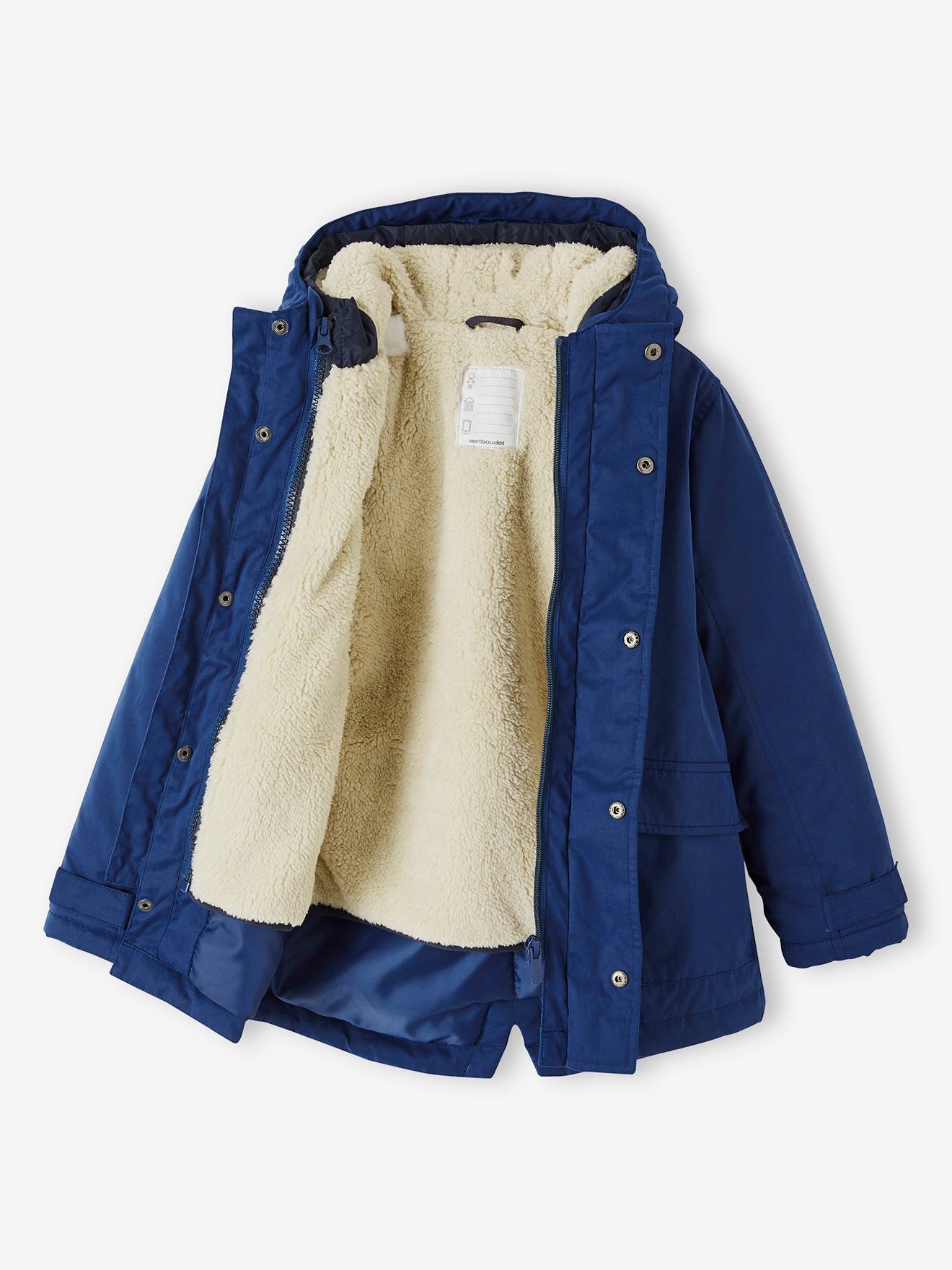 Parka 3 em 1 com jaqueta removível, infantil, azul escuro