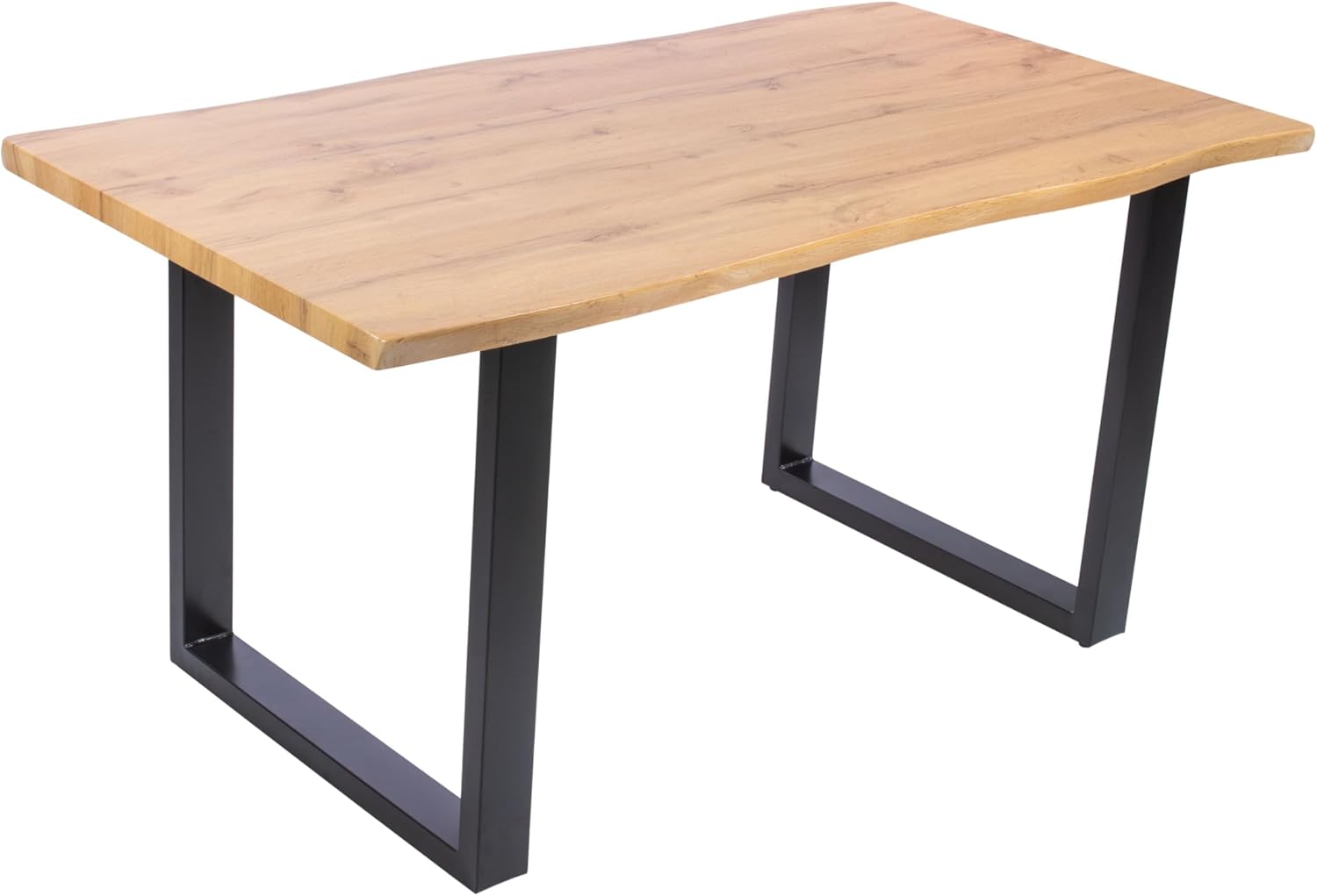 SAM Esstisch Josy | 160 x 85 cm | Holz Wildeiche-Optik| U-Gestell Metall schwarz | 40 mm Tischplatte mit Baumkante | Tisch für Esszimmer & Küche