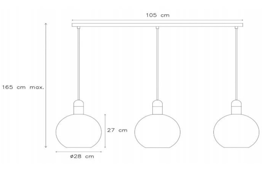 Lucide Julius hanglamp 105cm 3x E27 zwart