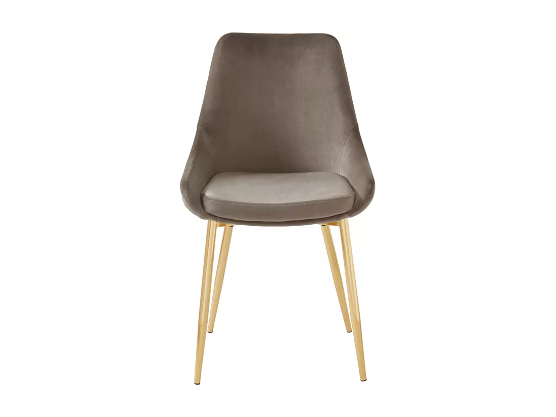 Lot de 6 chaises MASURIE - Velours et métal doré - Taupe