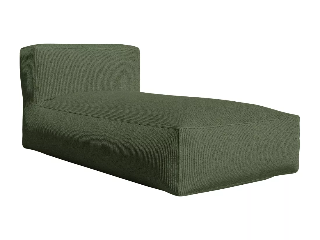Canapé d'angle modulable avec pouf en velours côtelé vert NOUMARA