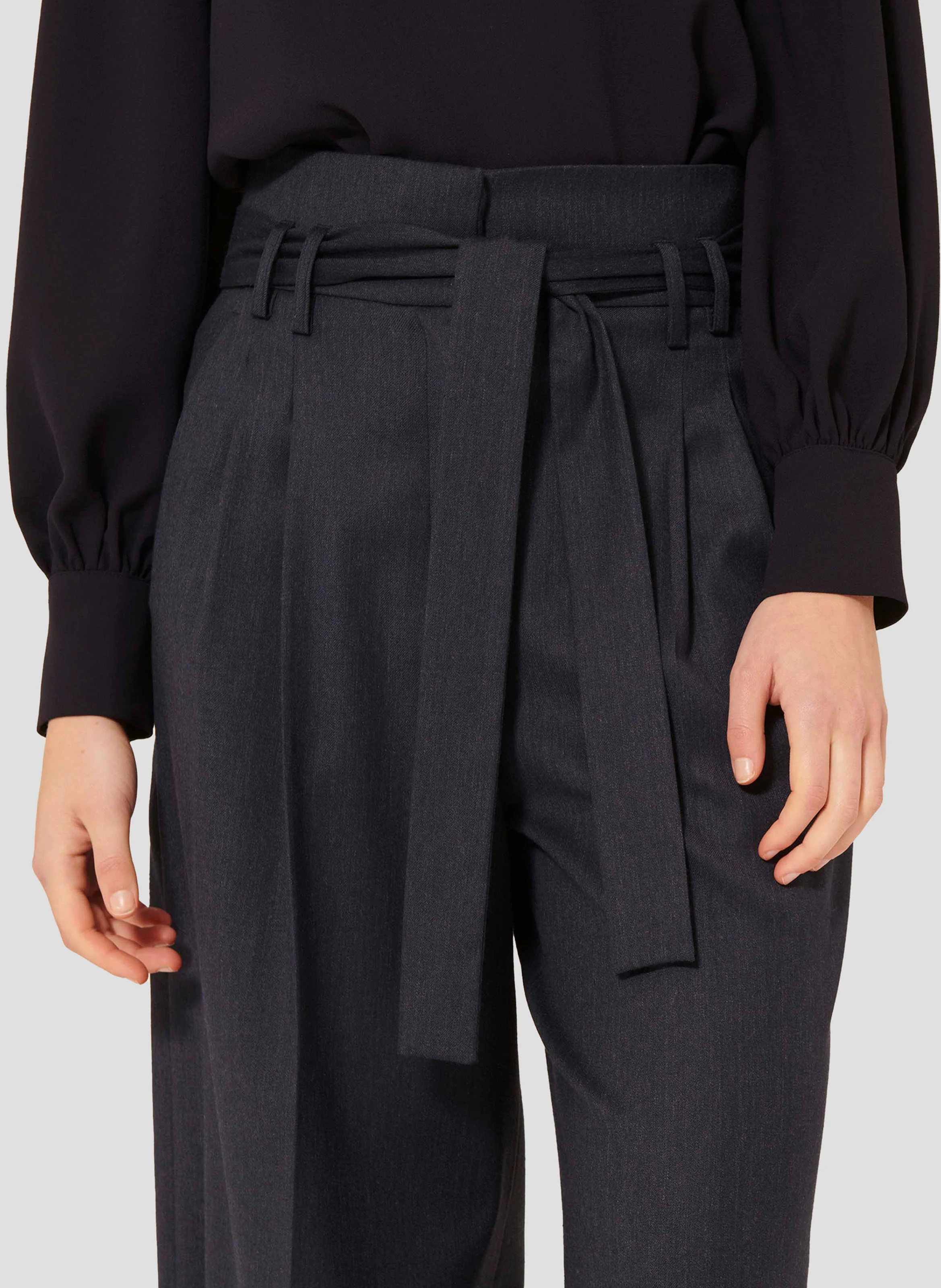 PIA - Pantalon large taille haute en fibres recyclées | Bleu