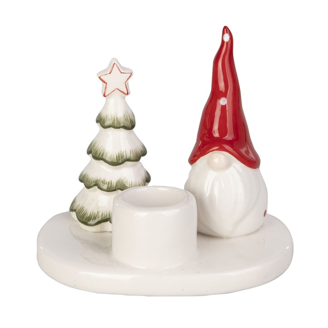 Kerzenhalter mit Wichtel und Baum - ca. 11 x 8 cm