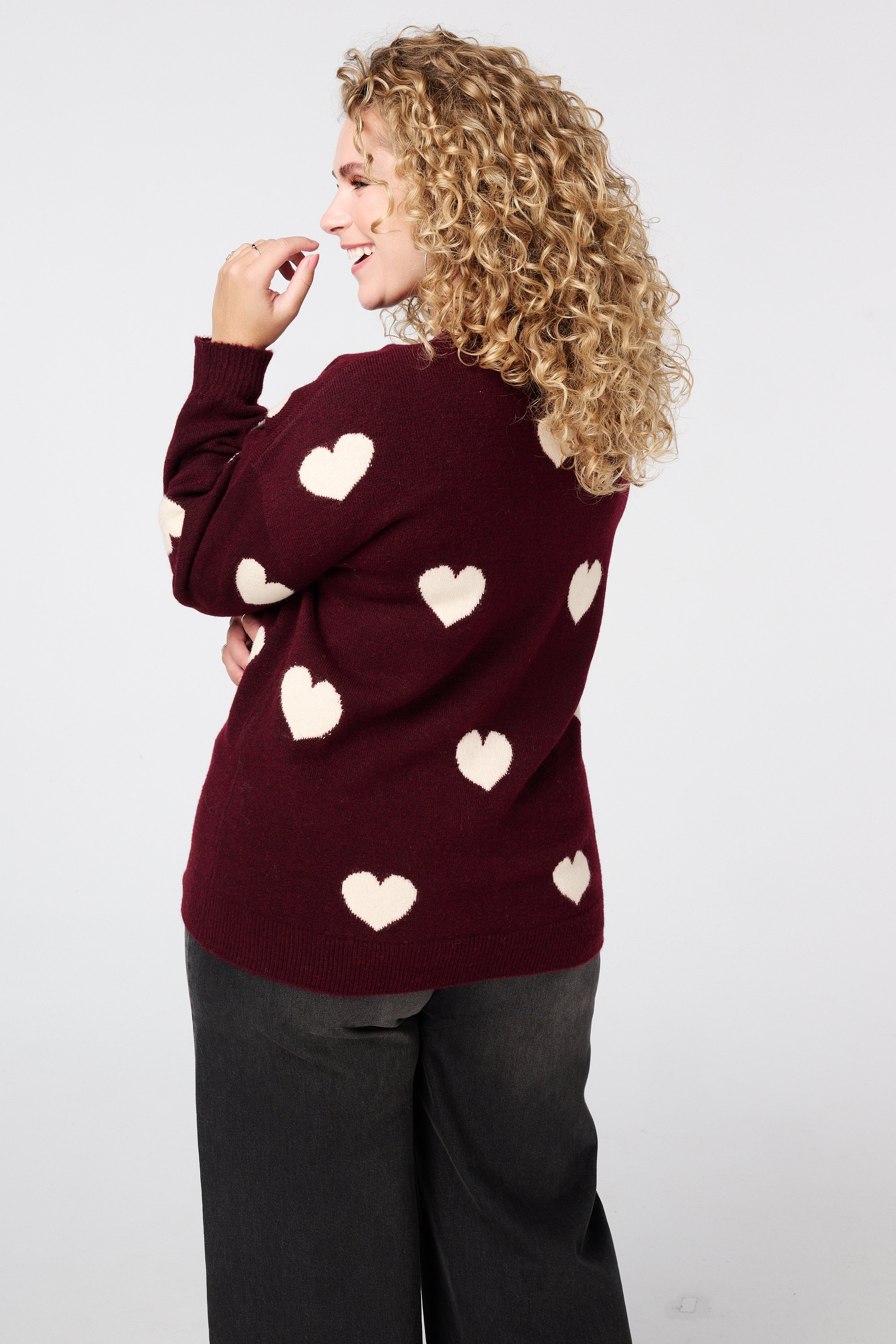 Gebreide trui met hartjespatroon Multi Red
