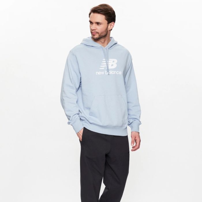New Balance Herre Trøjer Essentials Stacked Logo Hoodie Blå