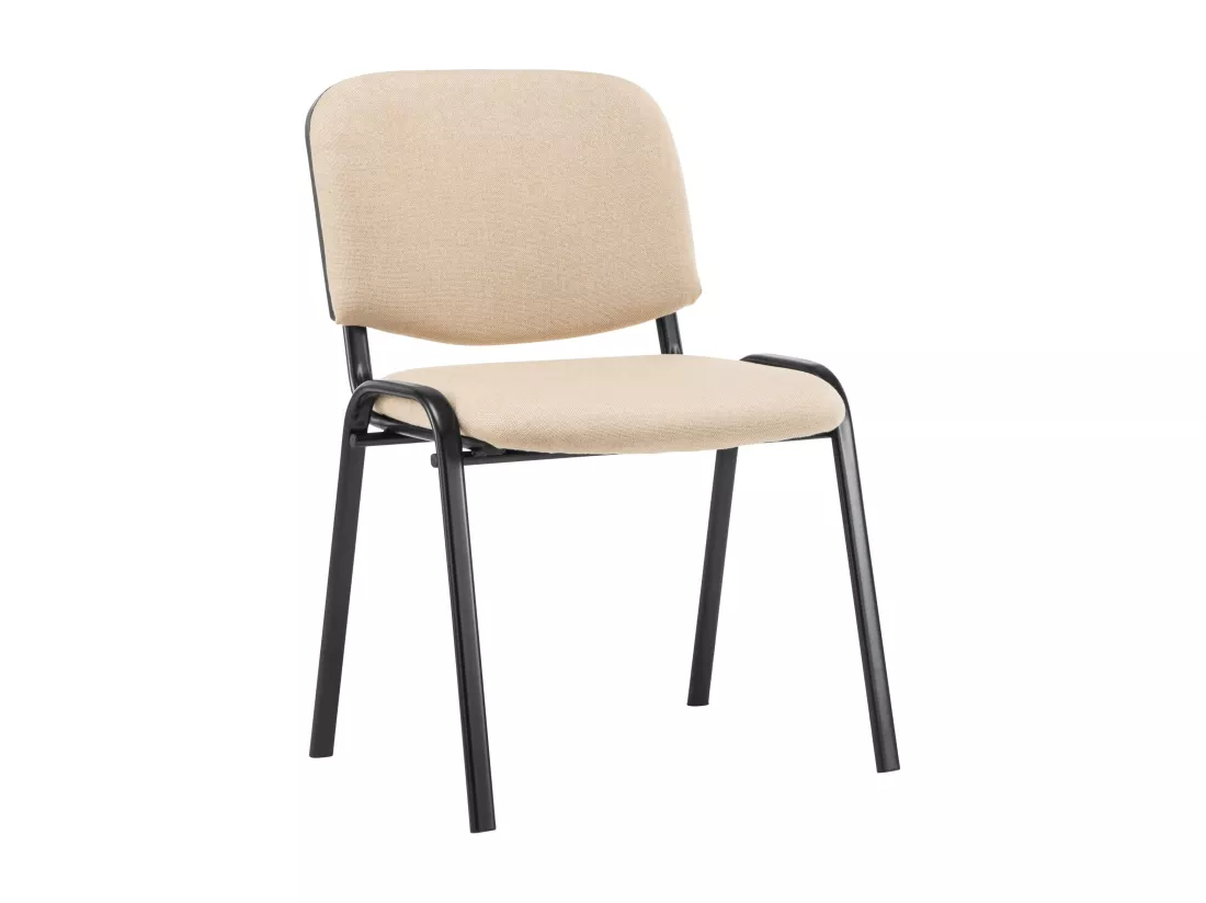 Chaise de conférence - Tissu & Métal noir mat - Crème - Ken