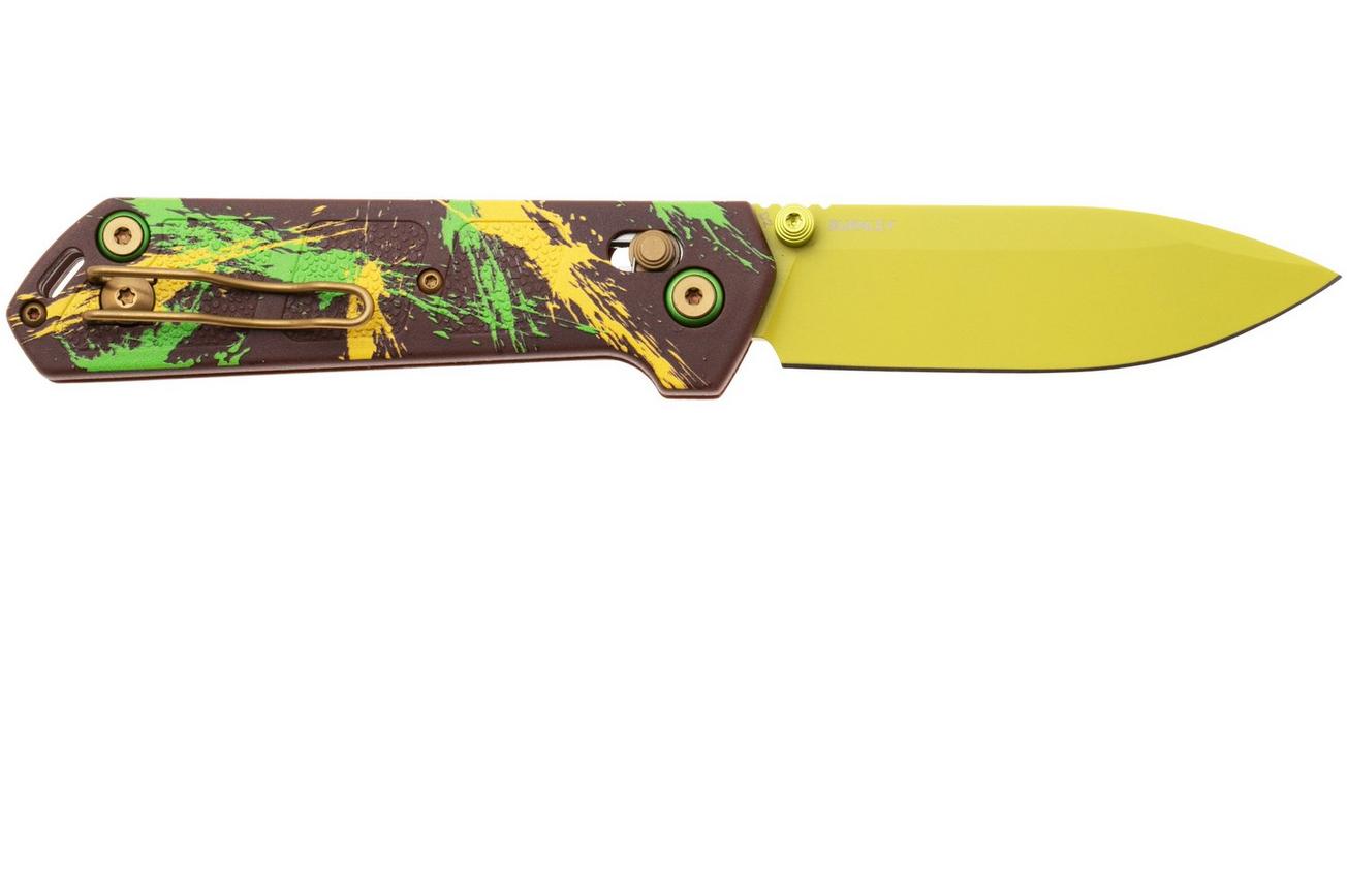 Böker Plus Kihon 2 Dubai Chocolate 01BP0038 Pistaccio Green D2, Brown Yellow Green GFN, zakmes, Lucas Burnley design