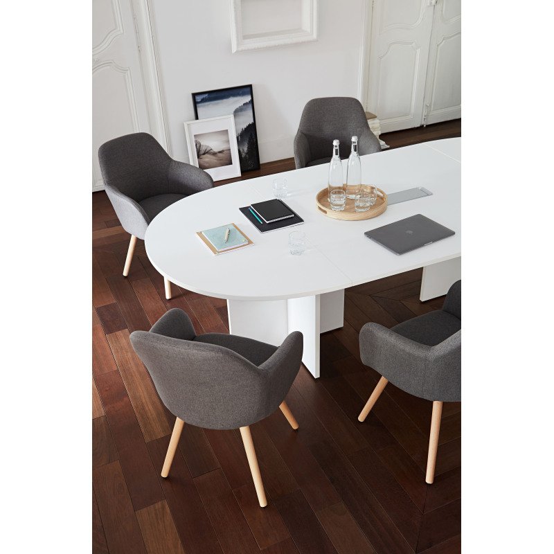 Table de réunion ovale modulable L140 x P 120 cm pieds croix Excellens