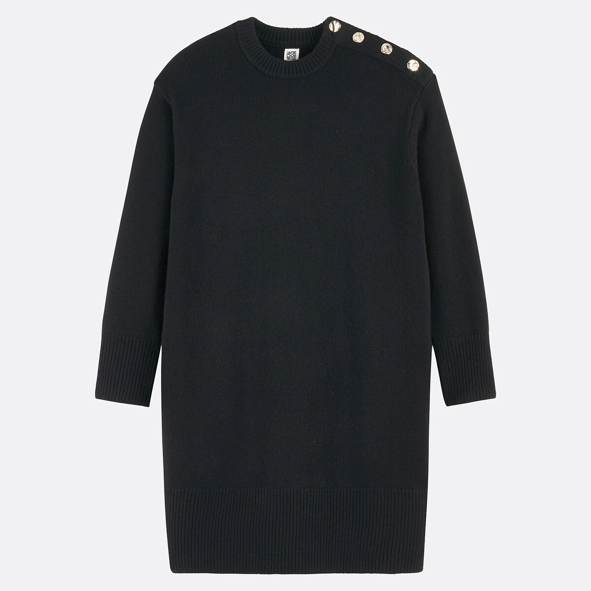 COLEÇÕES LA REDOUTE<br>Vestido reto de lã, curto, mangas compridas