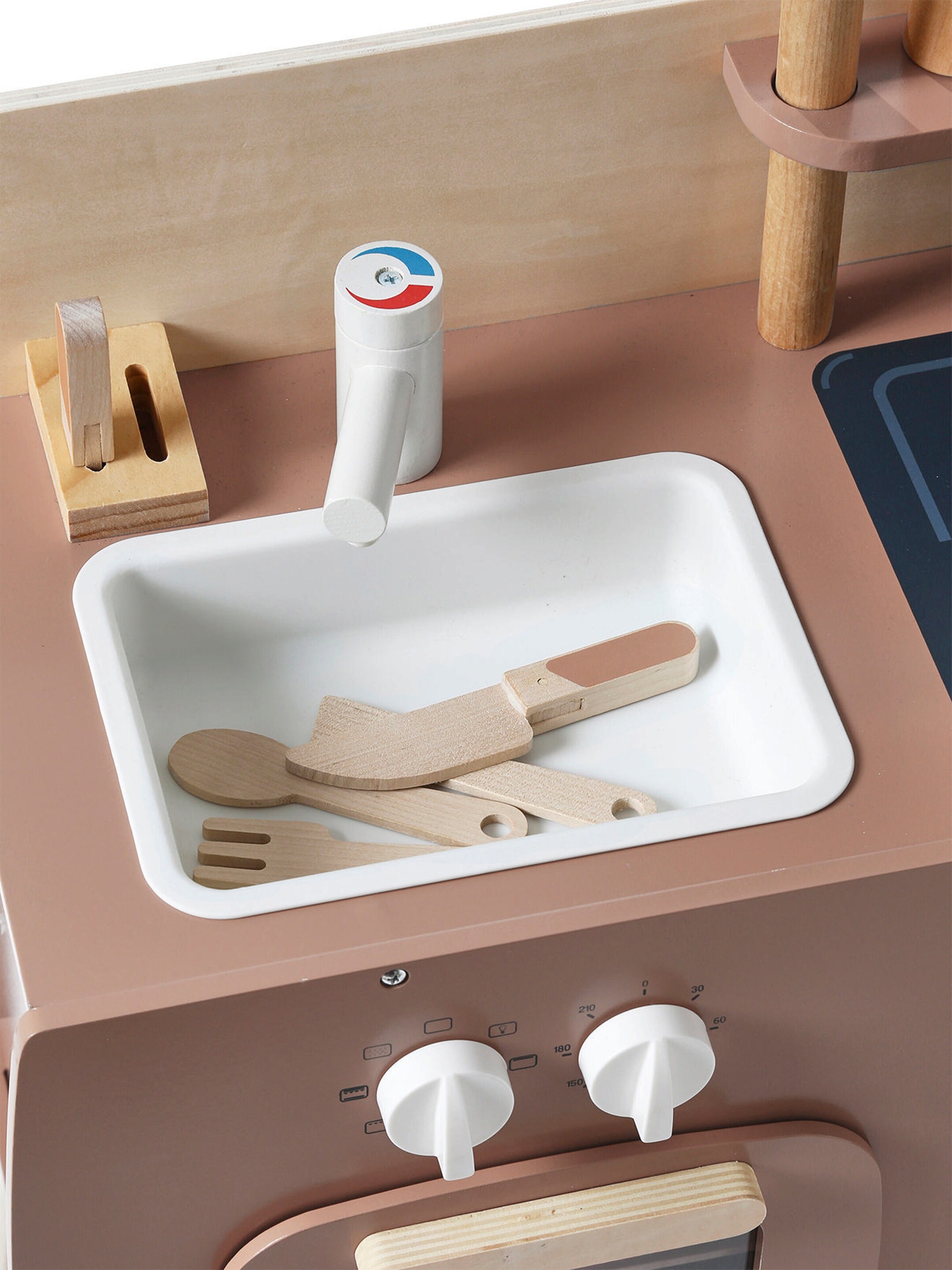 Vertbaudet Retro-Spielküche, Küche aus Holz FSC® karamel/natur mini retro