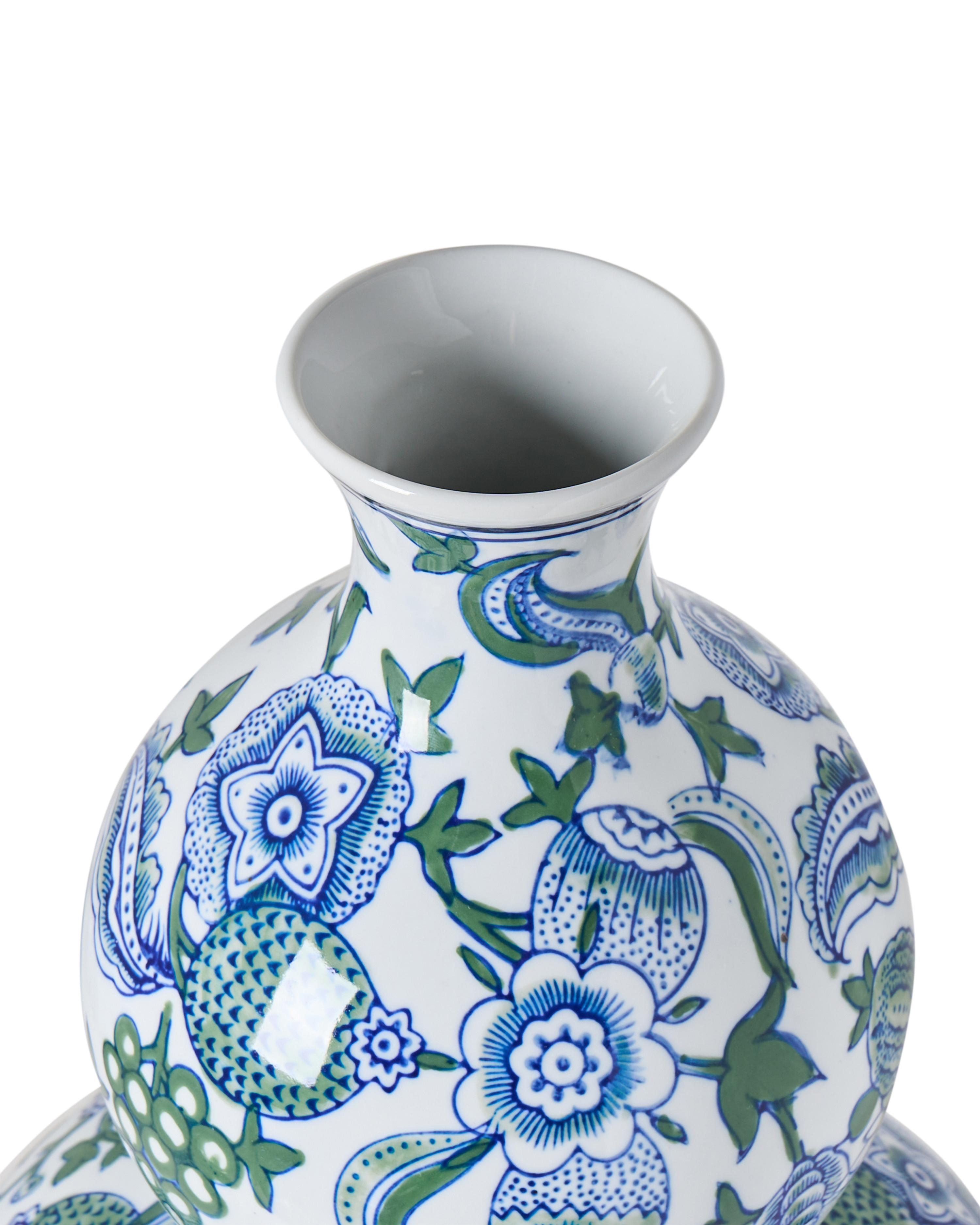 Bloemenvaas MOSTOLES Porselein 45 cm Wit/blauw