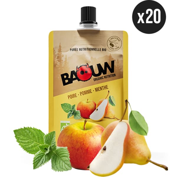 Compotes & purées énergétiques BAOUW PUREE BIO POIRE-POMME-MENTHE PACK X20