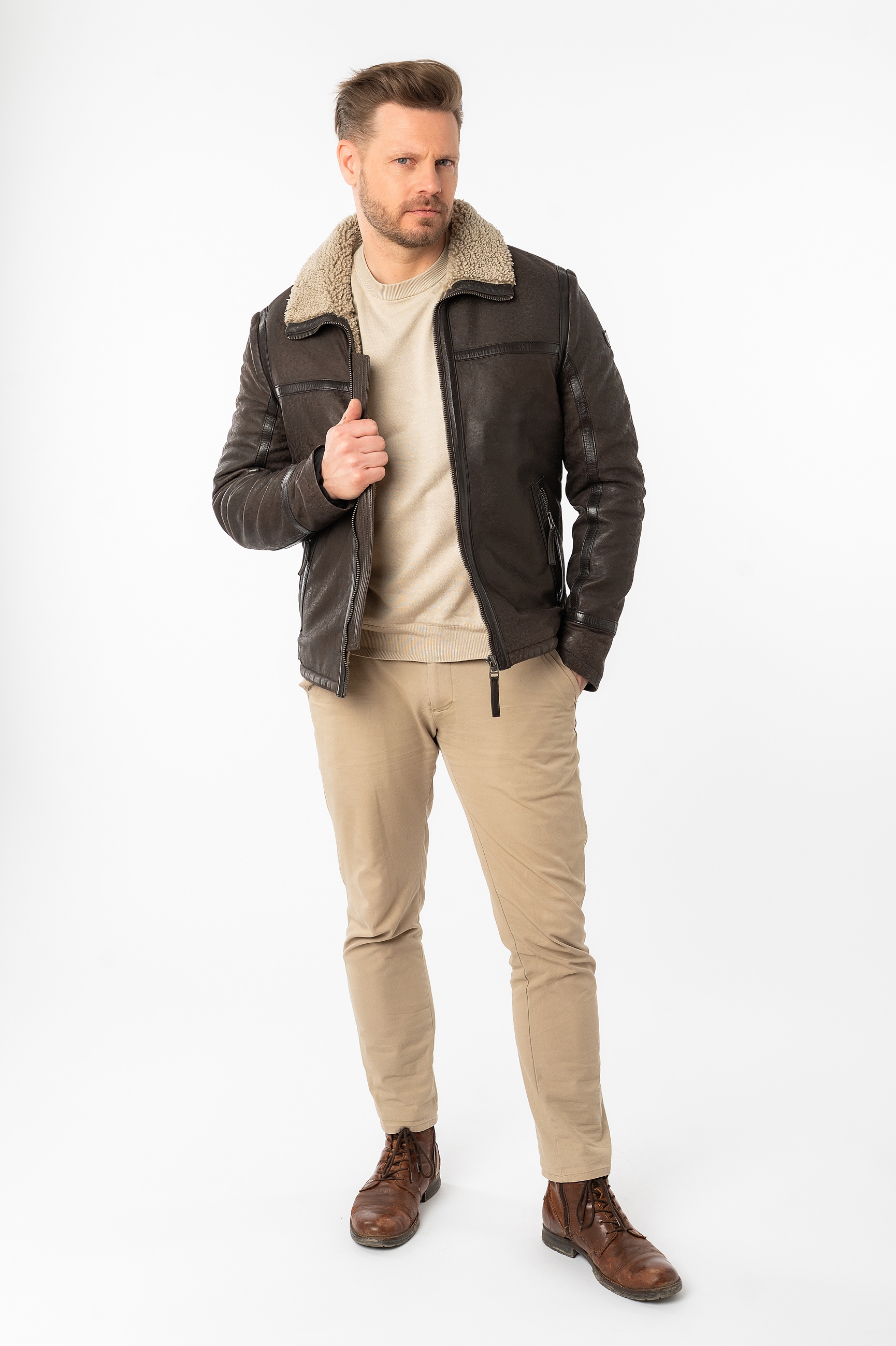 Mauritius Lederjacke »MMAlasko« mit Umlegekragen