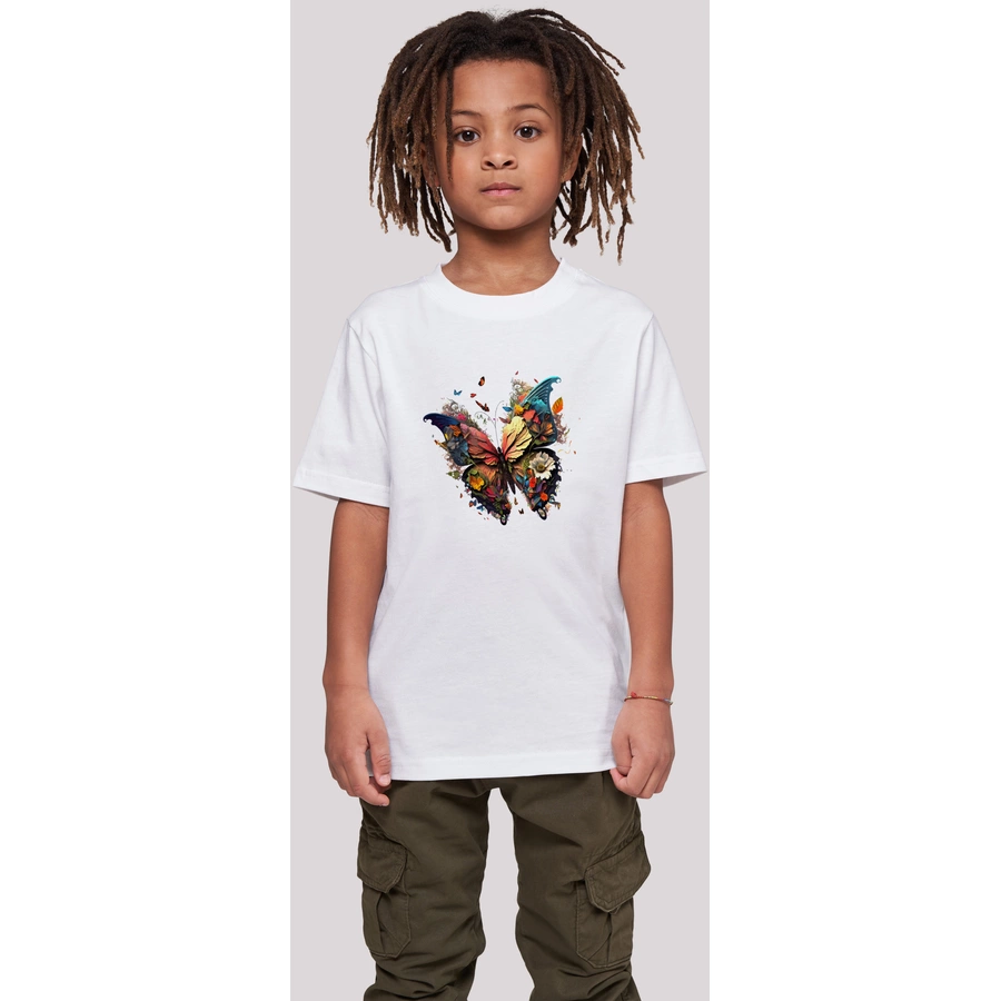 F4NT4STIC T-Shirt Schmetterling Bunt weiß