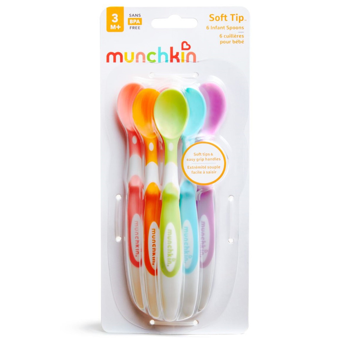 Munchkin lepels soft tip 6 stuks 3+ maanden naturel