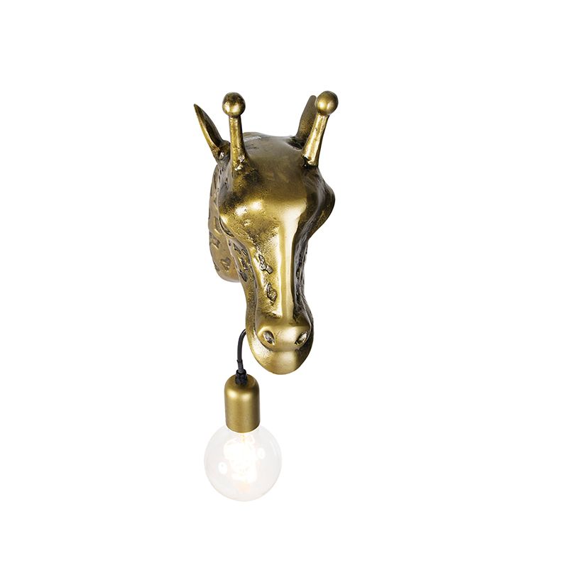 Vintage wandlamp messing - Animal Giraf