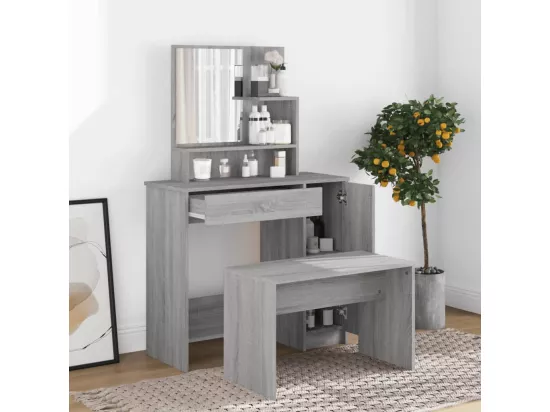 Coiffeuse avec miroir Sonoma gris 86,5x35x136 cm