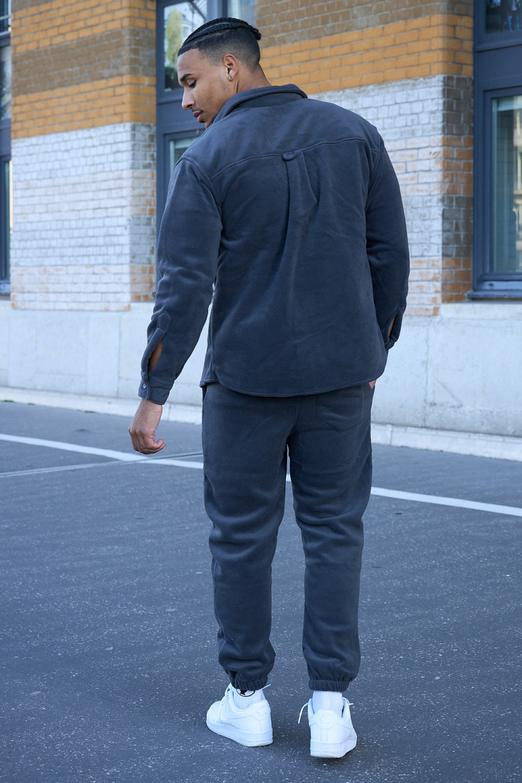 Ensemble 2 pièces chemise + jogging texturée gris foncé