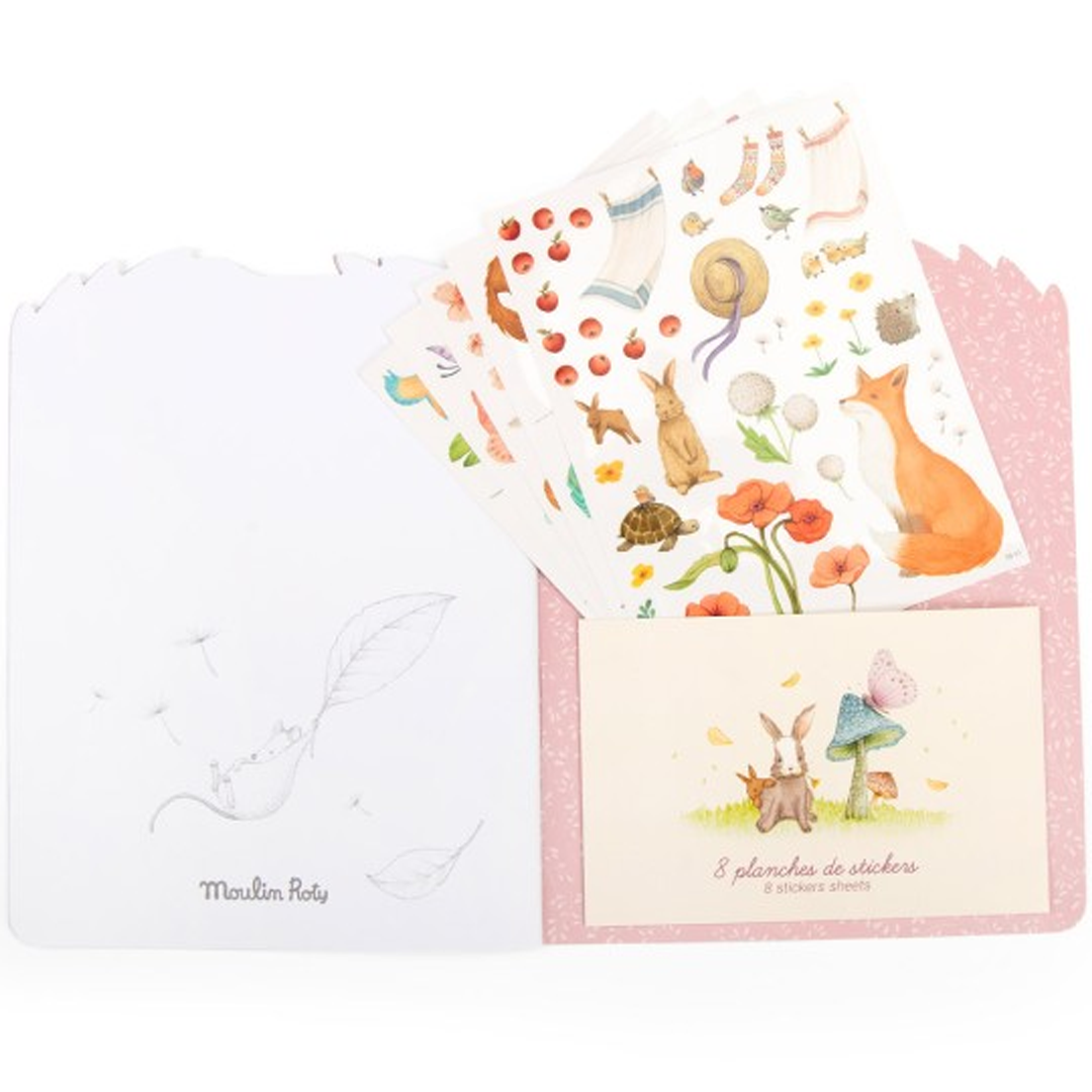 Moulin roty kleur- en stickerboek les rosalies