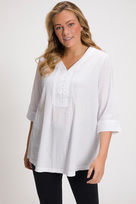 Bubble-Tunika, Biesen, Herzausschnitt, 3/4-Arm