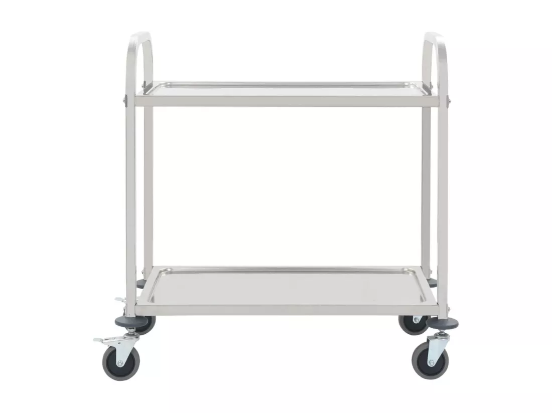 Chariot de cuisine à 2 niveaux 96,5x55x90 cm Acier inoxydable