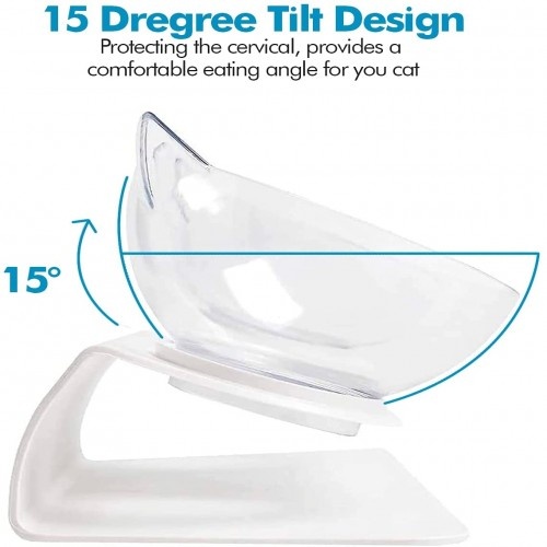 Comedouro transparente duplo inclinado e elevado Edipets para gatos