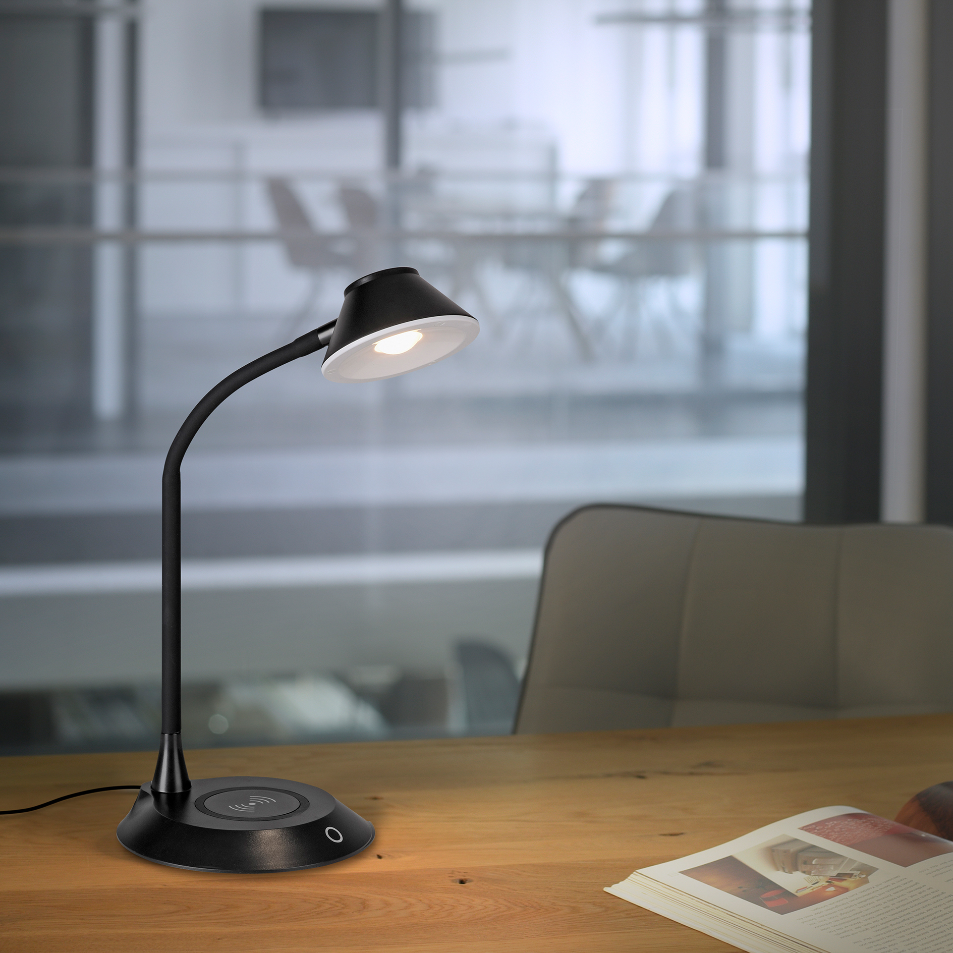 LED-Tischleuchte - schwarz - dimmbar - Wireless Ladefunktion