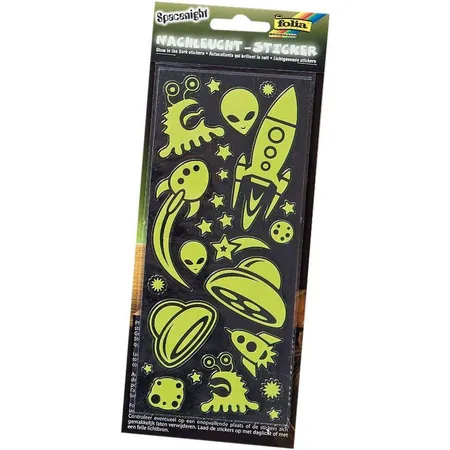 Folia Nachleuchtsticker Spacenight, fluoreszierende Sticker, Motive sortiert