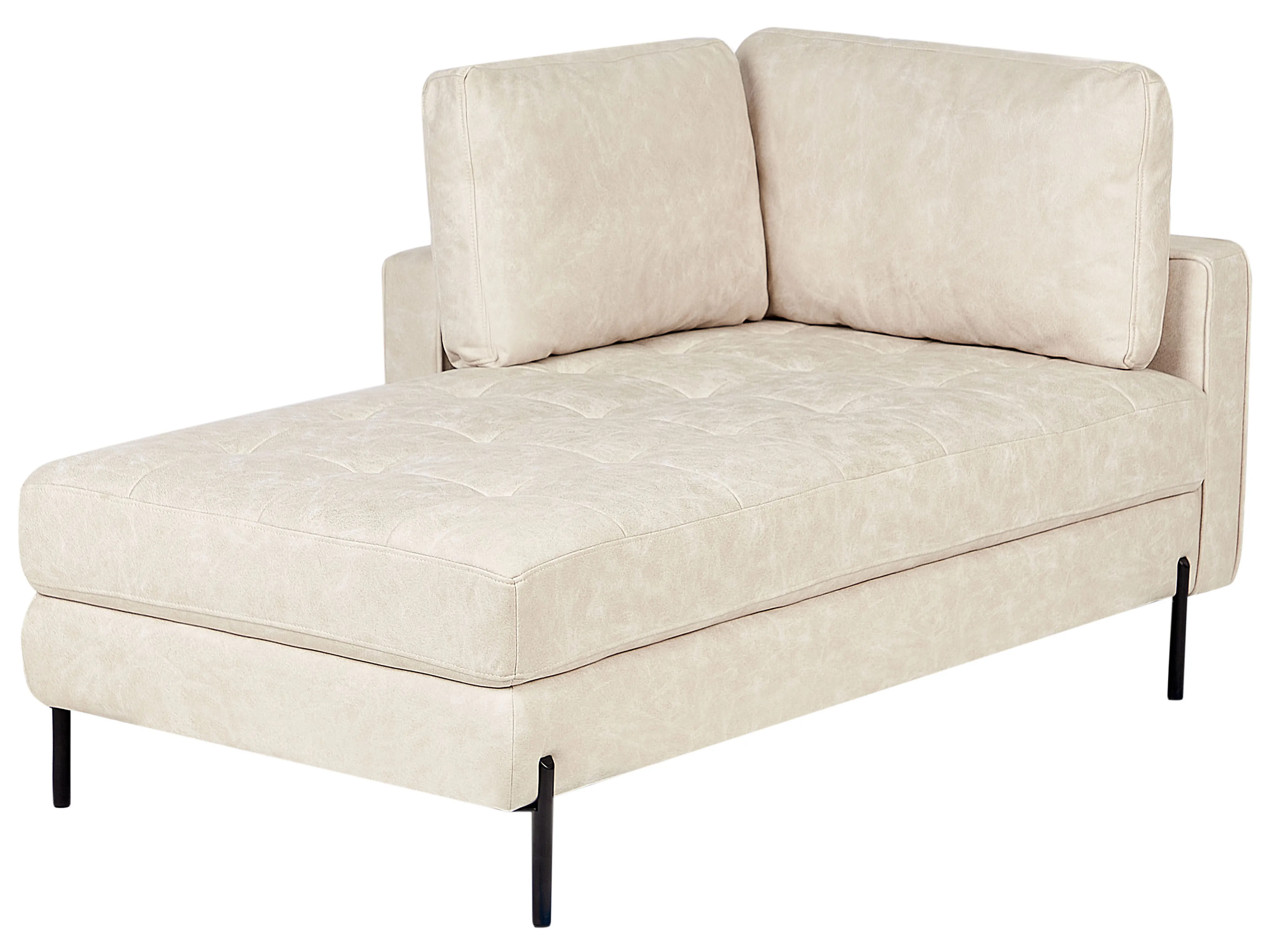 Rechtszijdige chaise longue REBAIS Kunstleer Lichtbeige