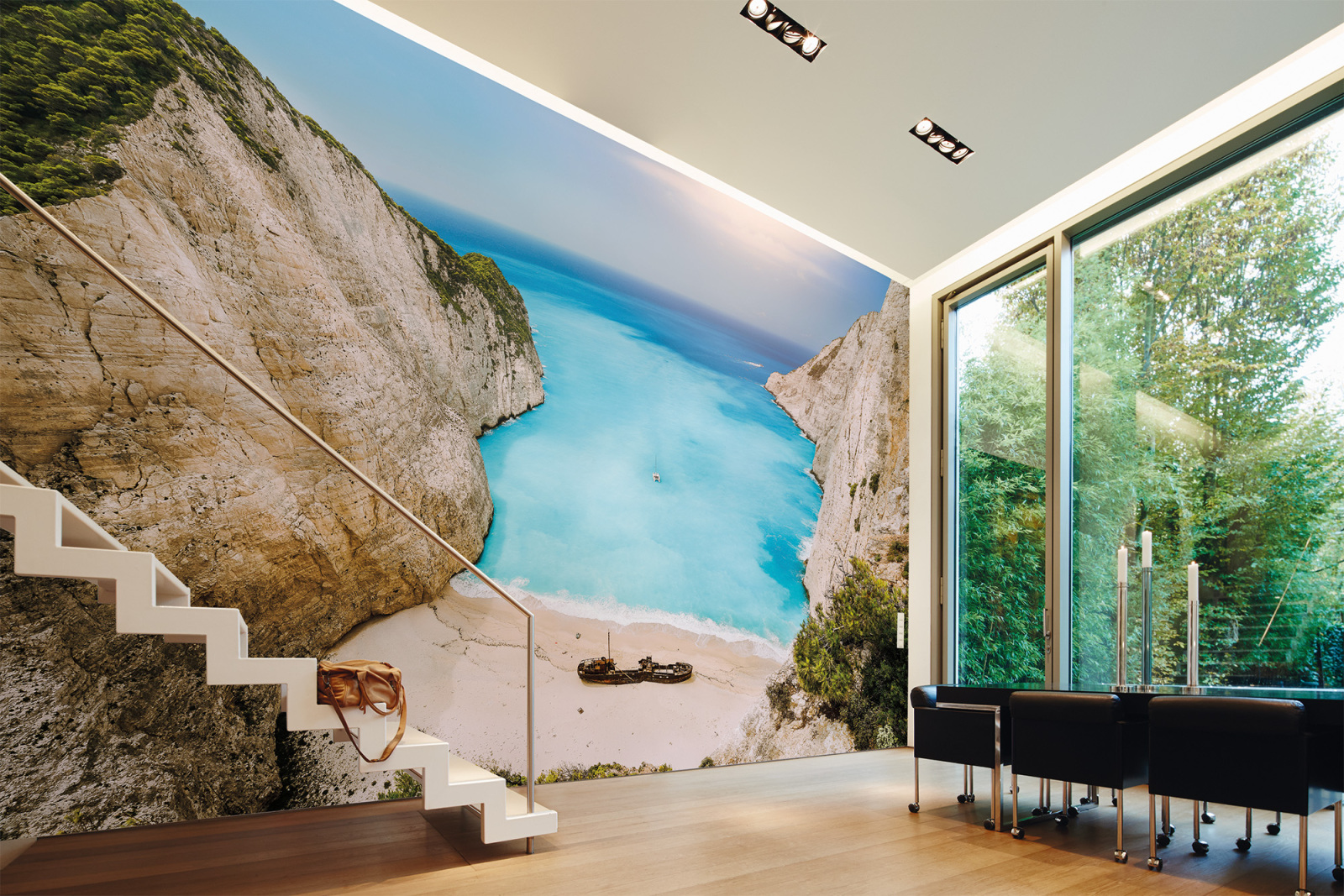 Fototapete DESIGNWALLS - blau-braun - Strand - 2,55 Meter