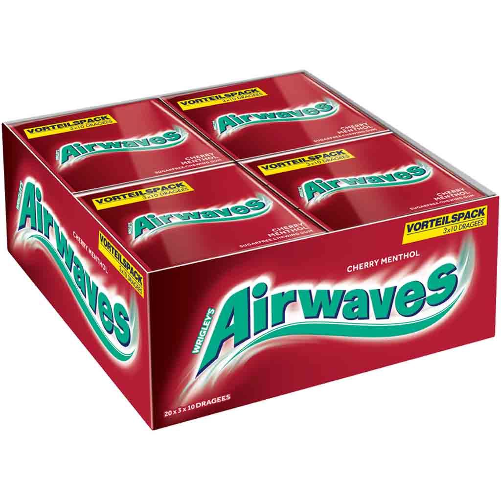 Wrigleys Airwaves Cherry Menthol 20x 3er á 45g=900g MHD:14.10.25