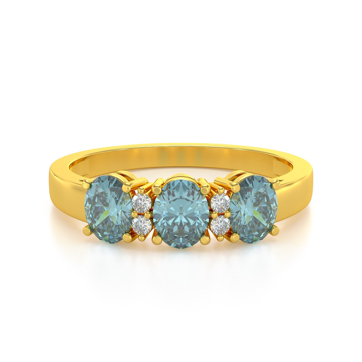 Bague ADEN Or 585 Jaune Aigue-Marine et diamants 2.25grs