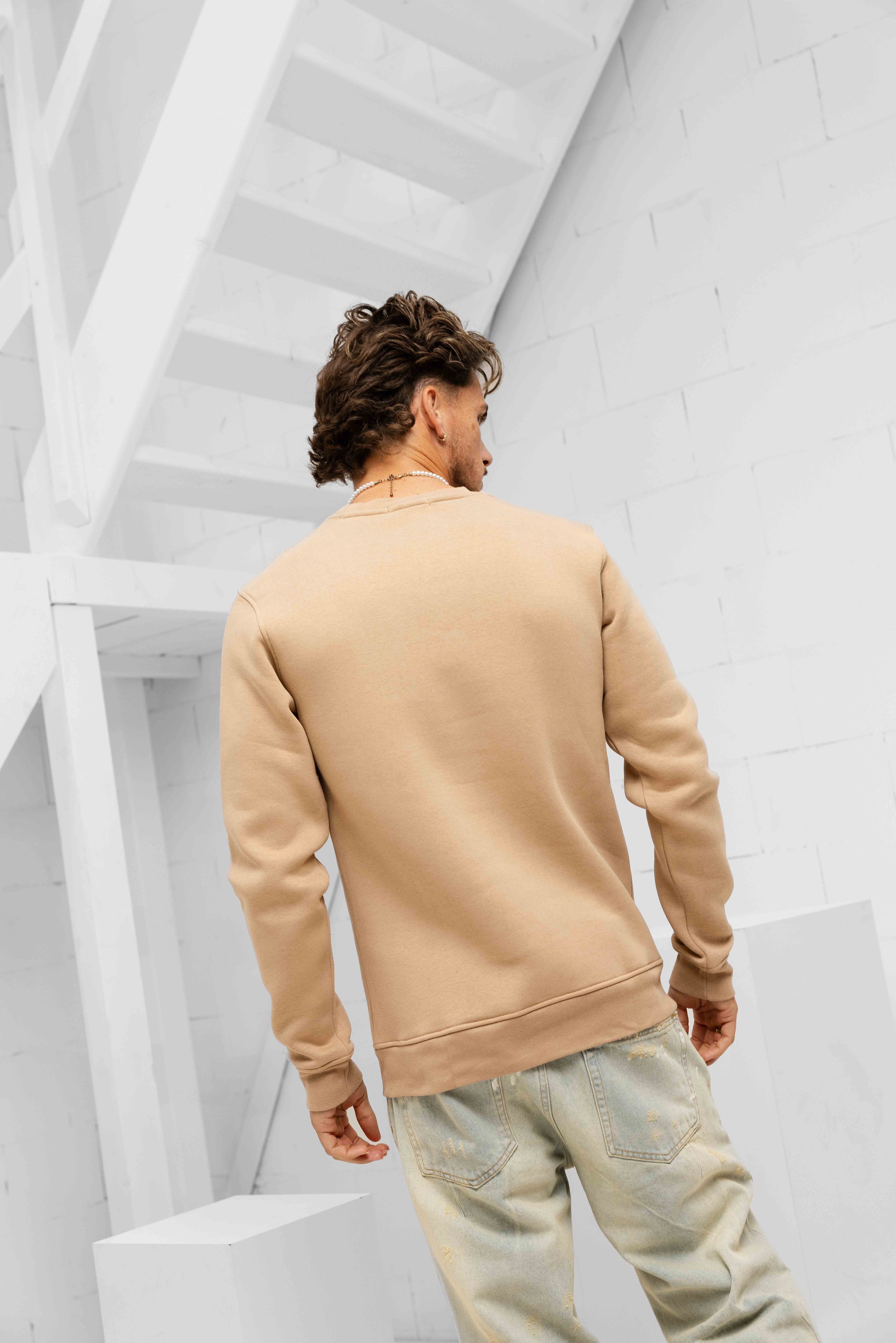 24 Uomo Basic Sweater Bruin Heren