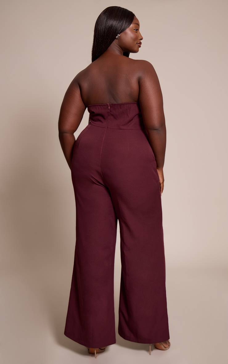 Prune Combinaison Grande Taille Bandeau Col Bénitier Avec Poches