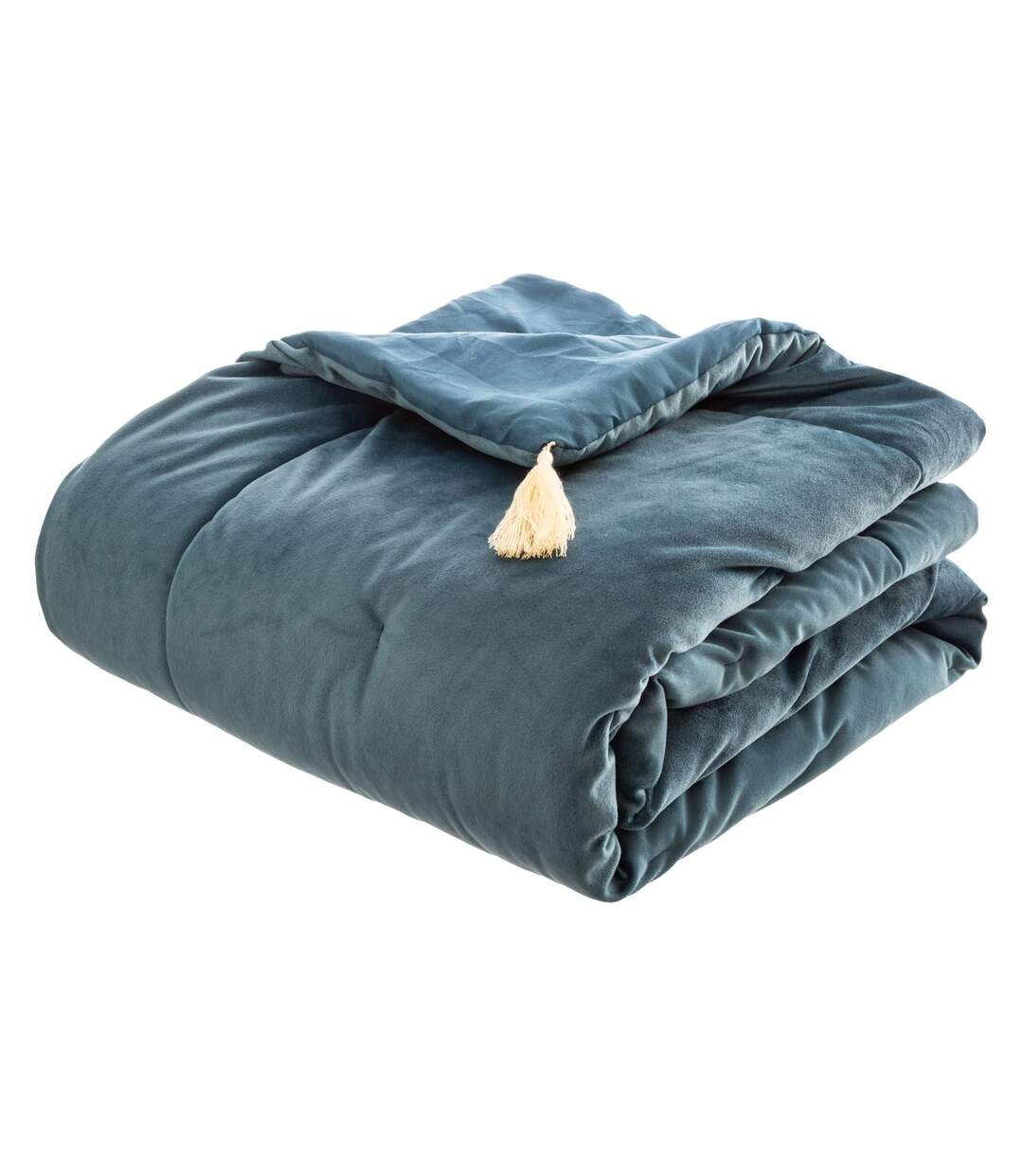 Edredon design velours Hiver - L. 80 x l. 180 cm - Bleu