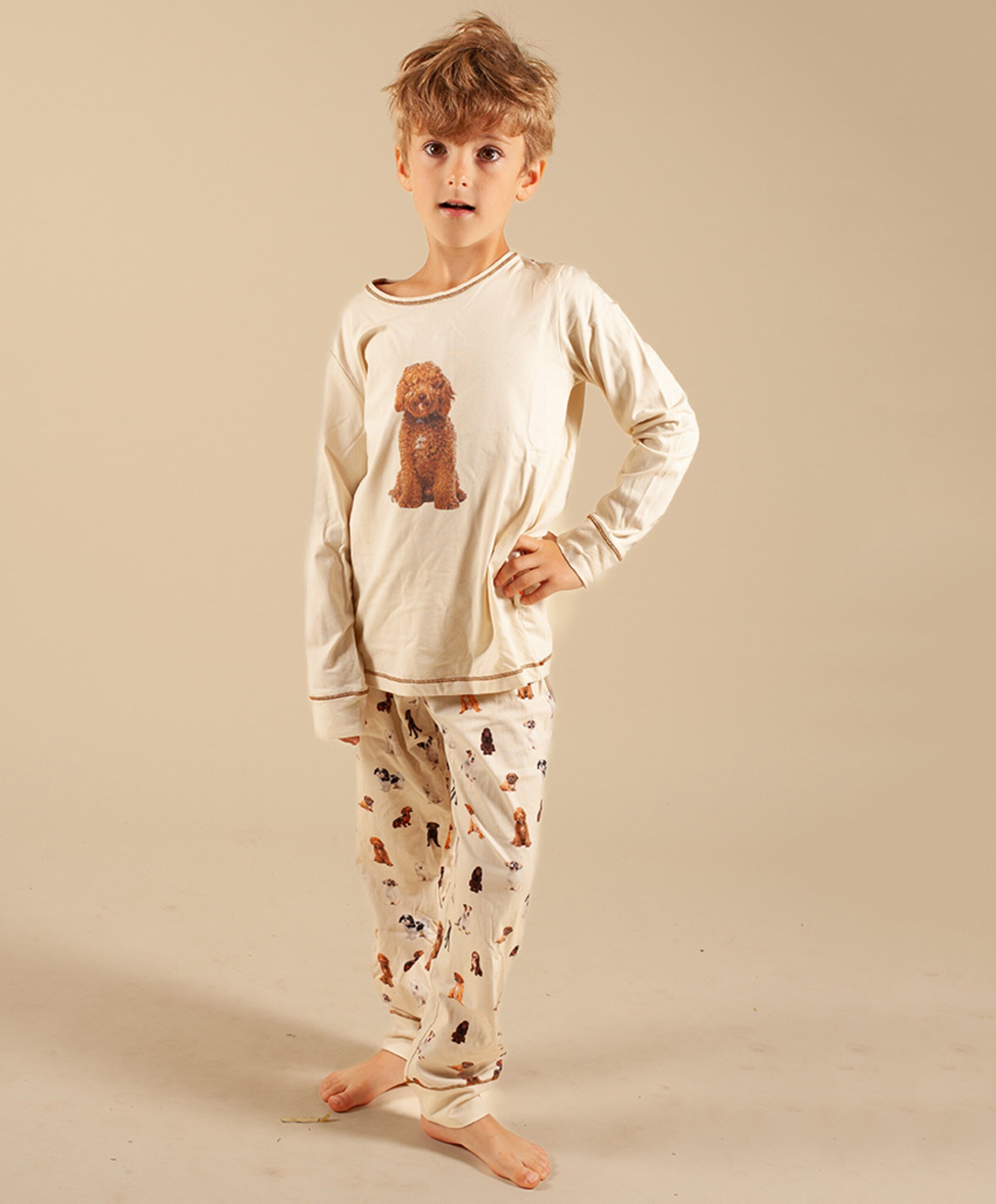 Claesens Uniseks pyjamaset  ecru