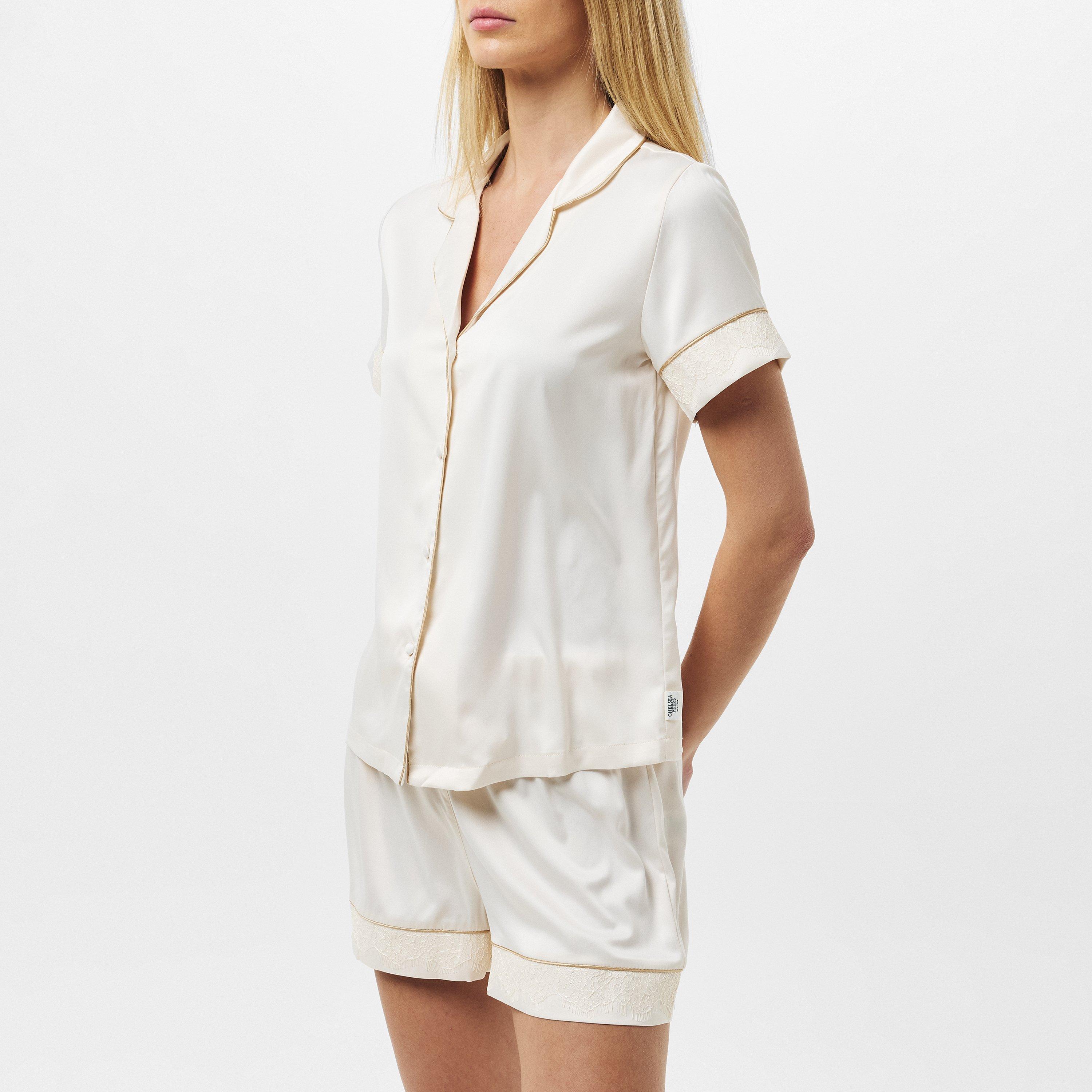Chelsea Peers Satin Lace Short Sleeve Pyjama Set