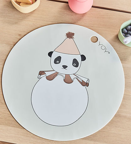 OYOY Tischset - Silikon - Panda-Pompom - Offwhite