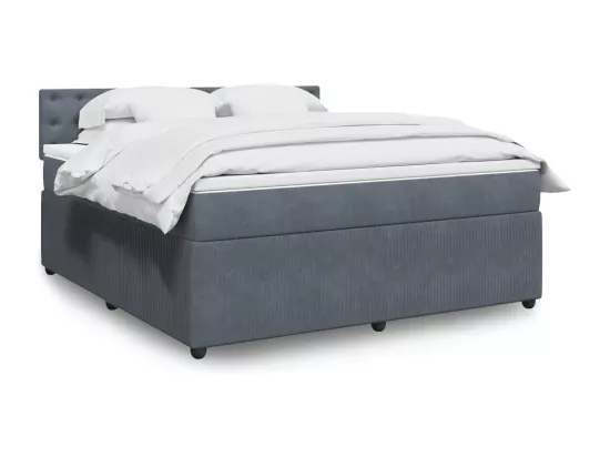 Sommier à lattes de lit et matelas Gris foncé 180x200cm Velours