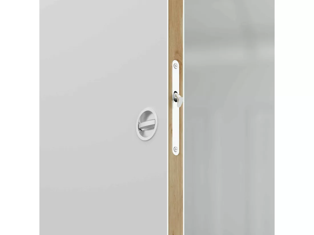 Porte Coulissante avec Rail + Serrure - Prépeinte Plane 83 cm