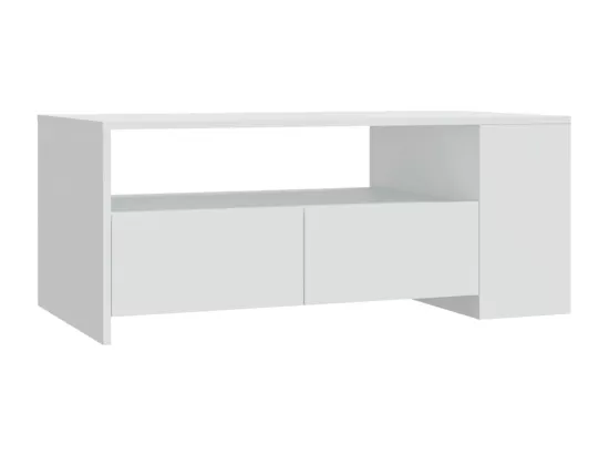 Table basse blanc 102x55x42 cm bois d'ingénierie