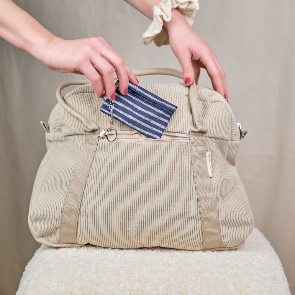 Pochette Porte-Clés Rayé Argent Marine
