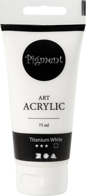 Akrylmaling - Vandbaseret - Halvblank - Transparent - Titanium Hvid 75 ML