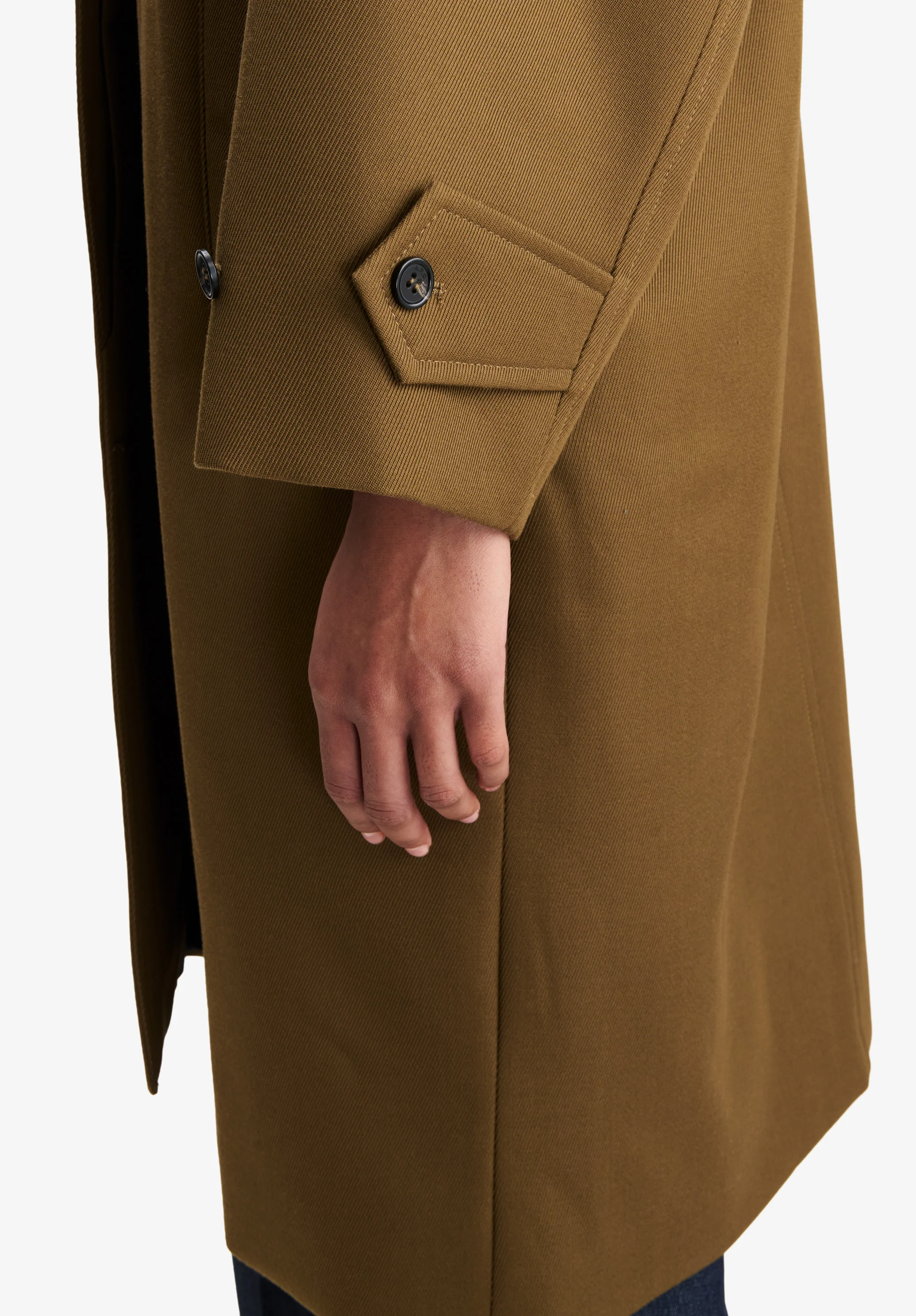 Mac kaki en laine déperlante - Kaki